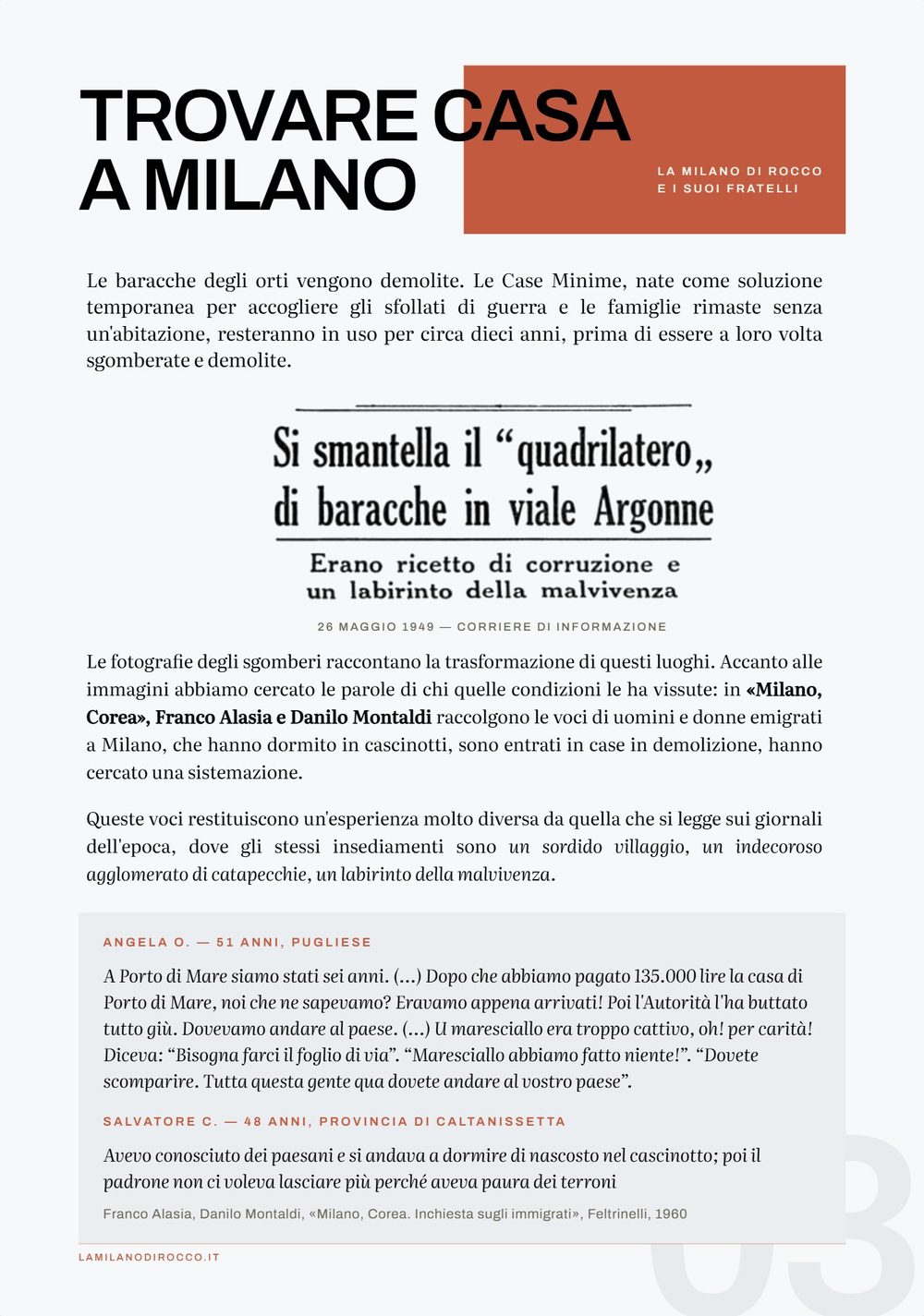 Riproduzione del pannello 03 della mostra: «Trovare casa a Milano»