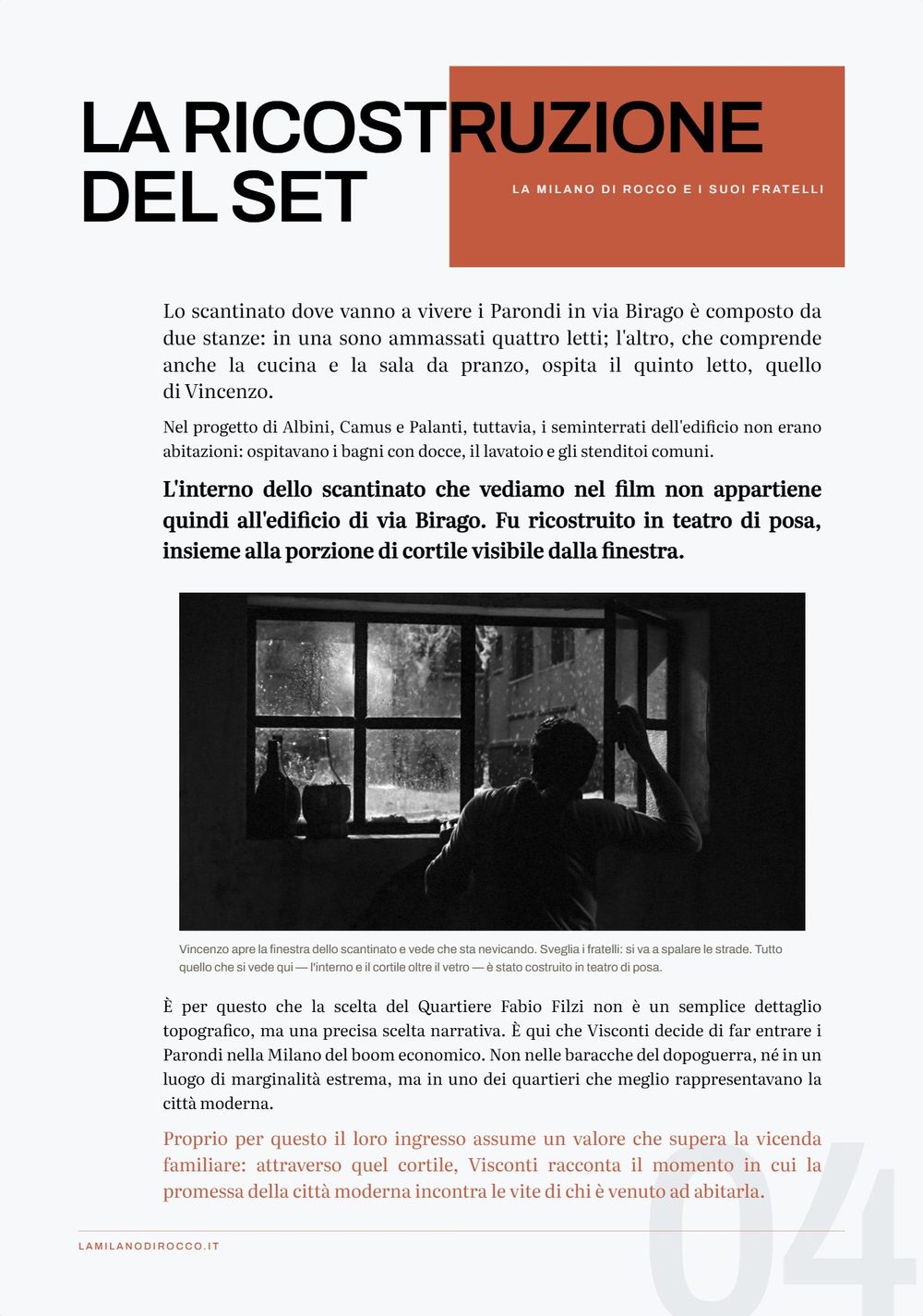 Riproduzione del pannello 04 della mostra: «La ricostruzione del set»